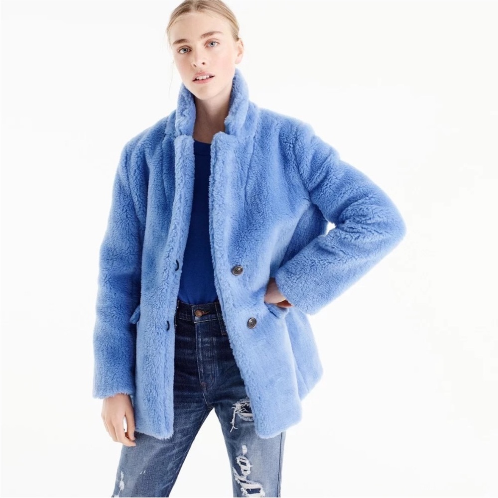J Crew Teddy coat blue XS